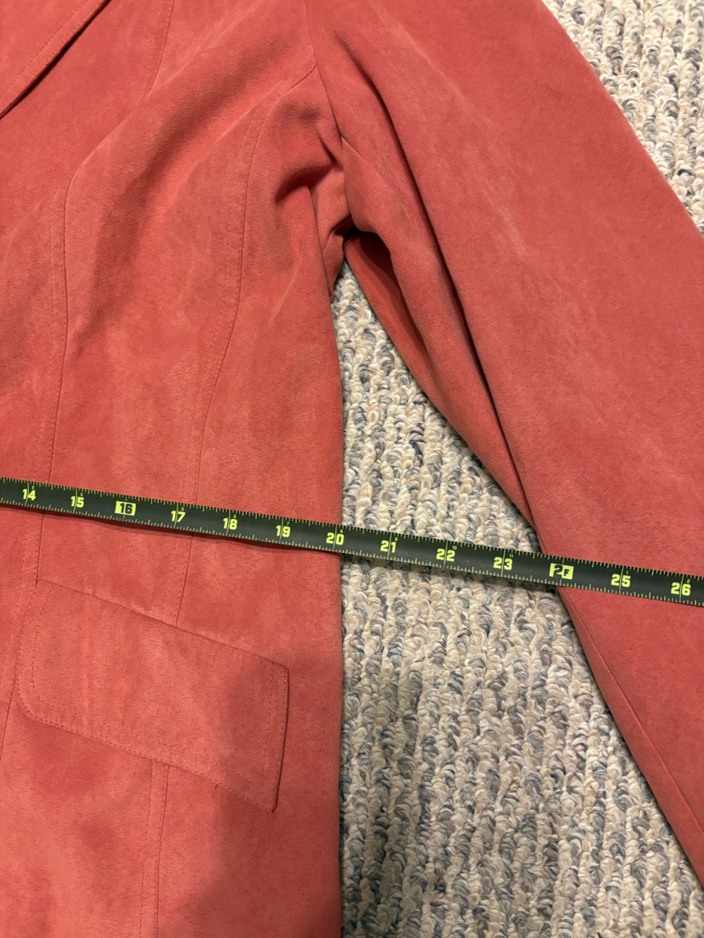 Alfred Dunner Rust-Pink Suede Two-Button Blazer - Picture 4 of 6